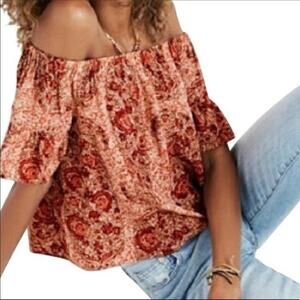 MADEWELL Silk Paisley Off Shoulder Crop Top size Medium